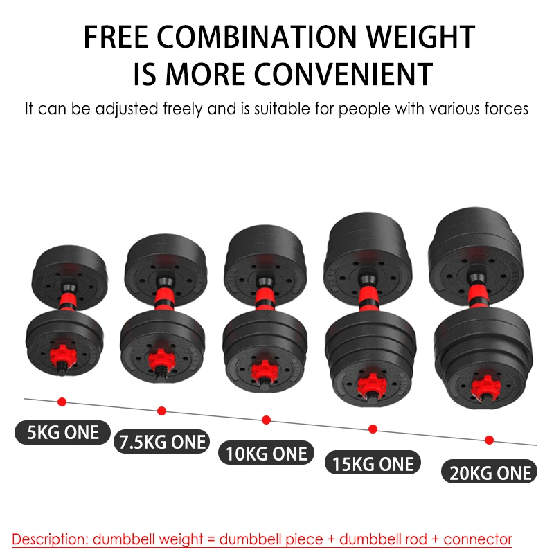 Custom Logo 10kg-50kg Adjustable Detachable Barbells Dumbbells Sets Bodybuilder Rack Hex PVC Neoprene Plastic 20kg-40kg Lifting