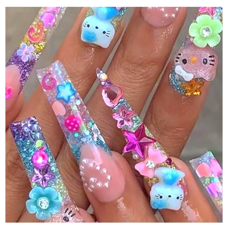 Wholesale Long Coffin Salon Professional False Nails Colorful Customized Press On Nails