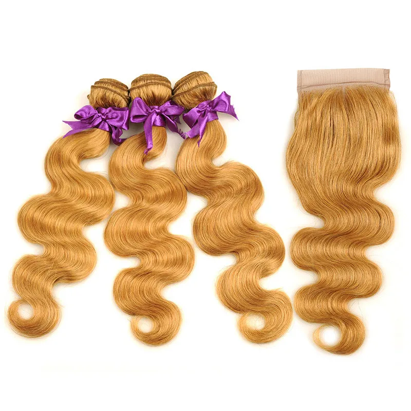 Factory Price Color 27 Honey Blonde Brazilian  Hair weave bundles, 100% Human Hair Bundles 10-26 inch remy hair weft