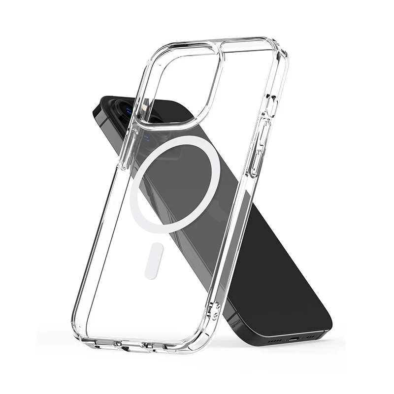 For iPhone 14 Pro Max transparent wireless charging phone case tpu magnetic phone case for iphone 11 12 13 magsafe case