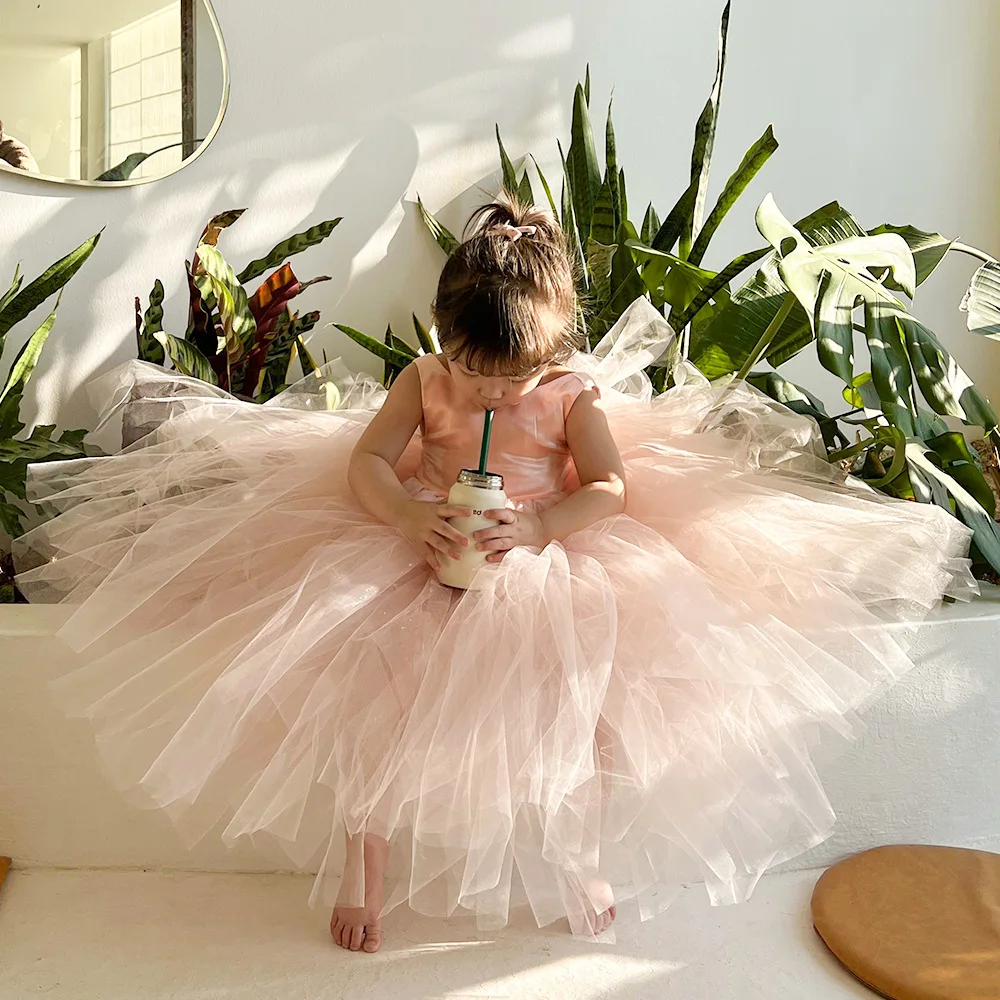 Girl  tutu skirts Party  wear Gown Flower Girls Dresses for Wedding  Birthday Kids Clothes Princess Tulle Children Costume