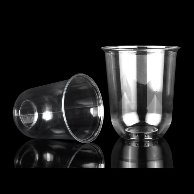 100% biodegradable disposable 2 16 12 32 oz CPLA plastic lid clear cold beer milk tea coffee sauce PLA U shaped custom cup