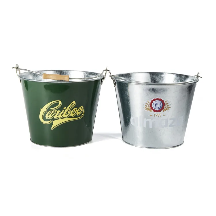 Custom aluminum metal galvanized ice bucket with handle for wine storage