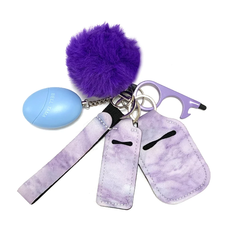 2022 Wholesale 7 Pcs /Set Egg Shaped Emergency Personal Safety Alarm Accessories Self-Defense Keychains Set Keychain Defensor