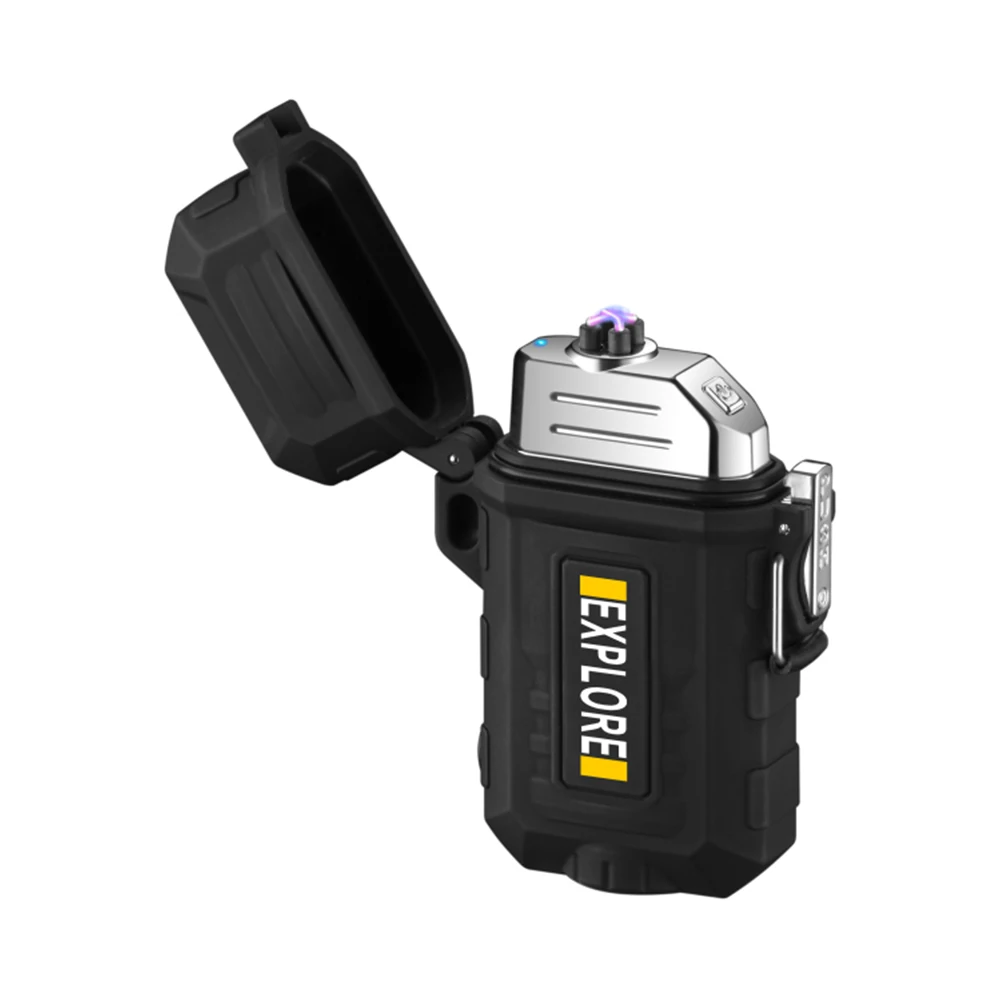 Outdoor multifunction rechargeable electric arc plastic lighter with lamp