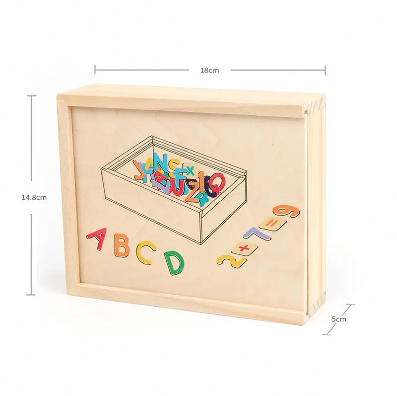 Best selling  math and alphabet learning colorful baby educational wooden magnetic toys set blocks for kids