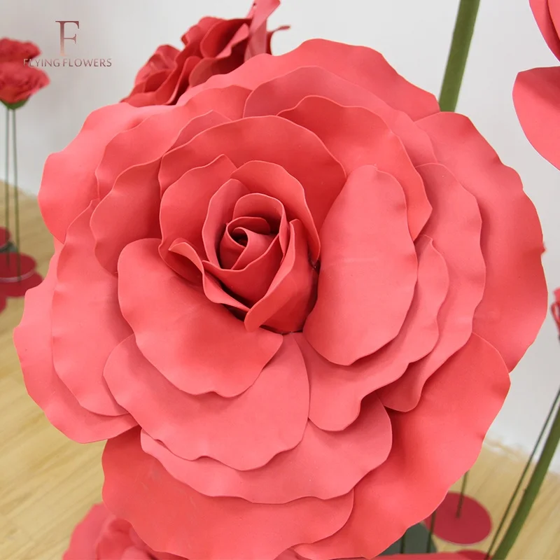 China high quality decorative artificial giant standing  paper flowers for  wedding giant EVA foam paper flowers