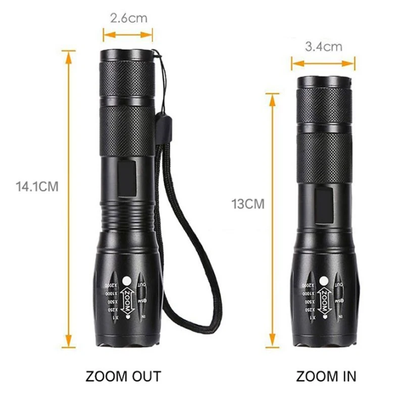 Multipurpose T6 Brightest Portable 500 Lm 18650 USB Rechargeable Metal Power EDC Tactical LED Mini Torch