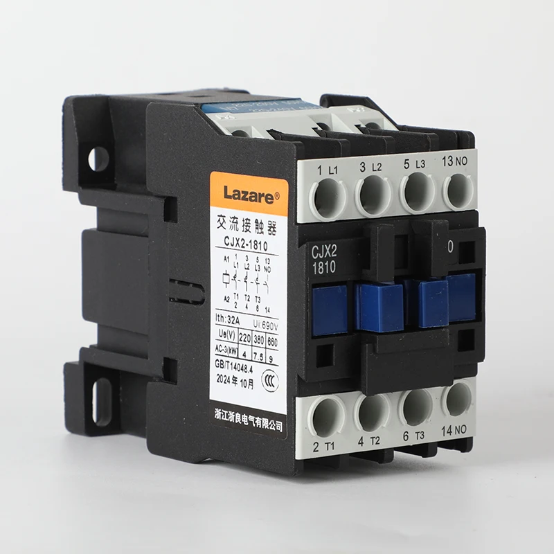 CJX2-1810 Customized 3-Pole Electromagnetic Power Contactor 18A DC Main Circuit Contactor for 380V/48V AC Magnetic Contactor