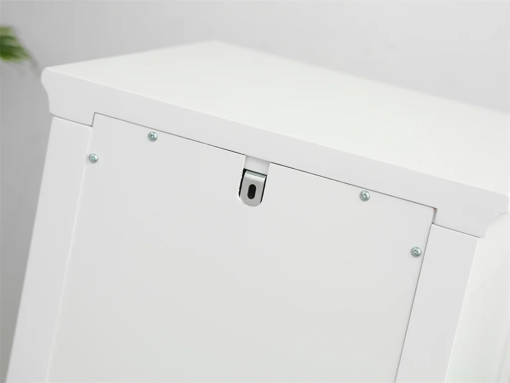MDF Bedside Storage Cabinet With a Drawer and Cupboard, Raised Curved Leg,  White, Grey, 33 x 30 x 63 cm