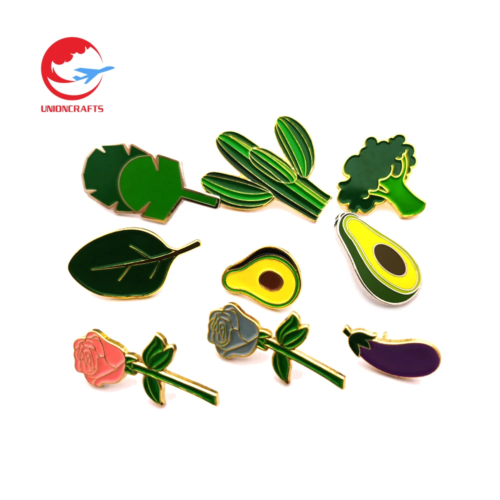 Wholesales custom logo clothes pins flower plants rose shaped funny soft cartoon hard enamel brooch lapel pin badges