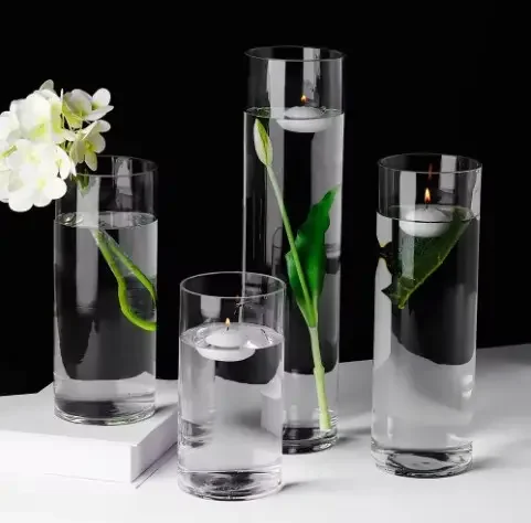 Cylindrical Glass Holder Floral Arrangement Vase Glass Tube Home Decor Cylinder Vase Customizable Minimalist Clear Glass Flower