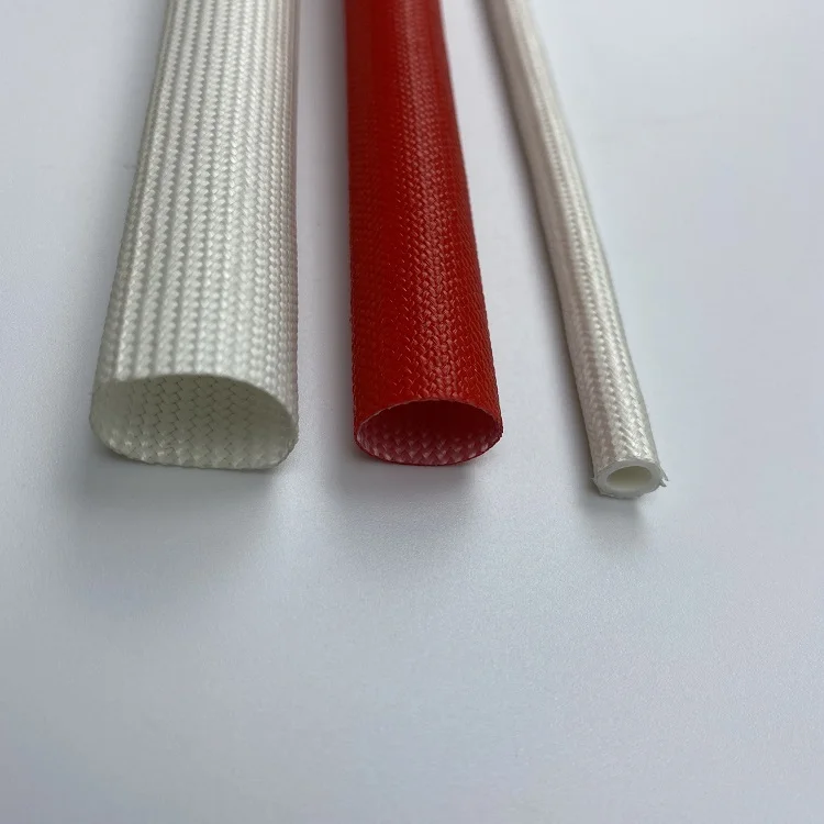 High Heat Resistance Glass Fiber Sleeving ROHS Electrical Silicone Rubber Coating Flexible Braided Fiberglass Insulation Sleeve