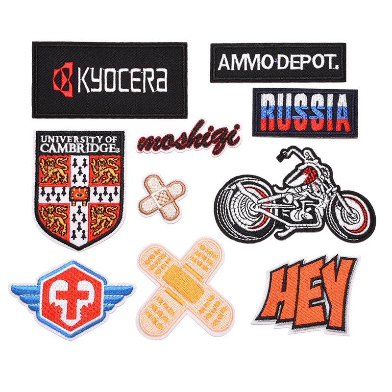Set of 10 PCS Russia Patches Cute Motorcycle Embroidery Patches Patches 3D iron on for DIY Decoration