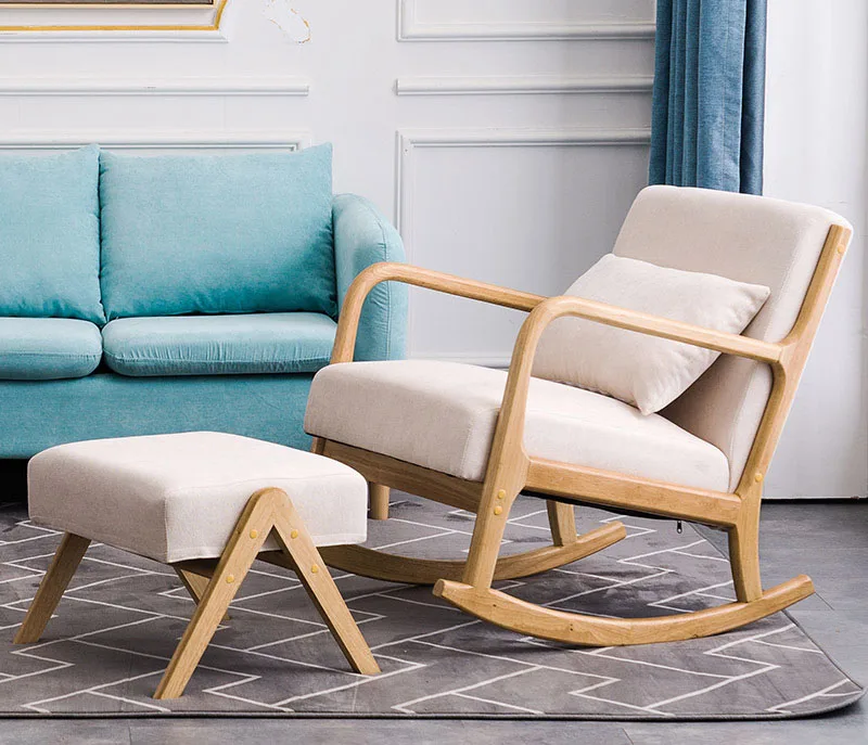 Скандинавский мягкий стул для отдыха из массива дерева гостиной и дома