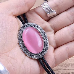 Bolo Ties Wholesale Turquoise Jewelry Western Cowboy Necktie Celtic Oval Nature Agate Leather Rope Bolo Tie For Man