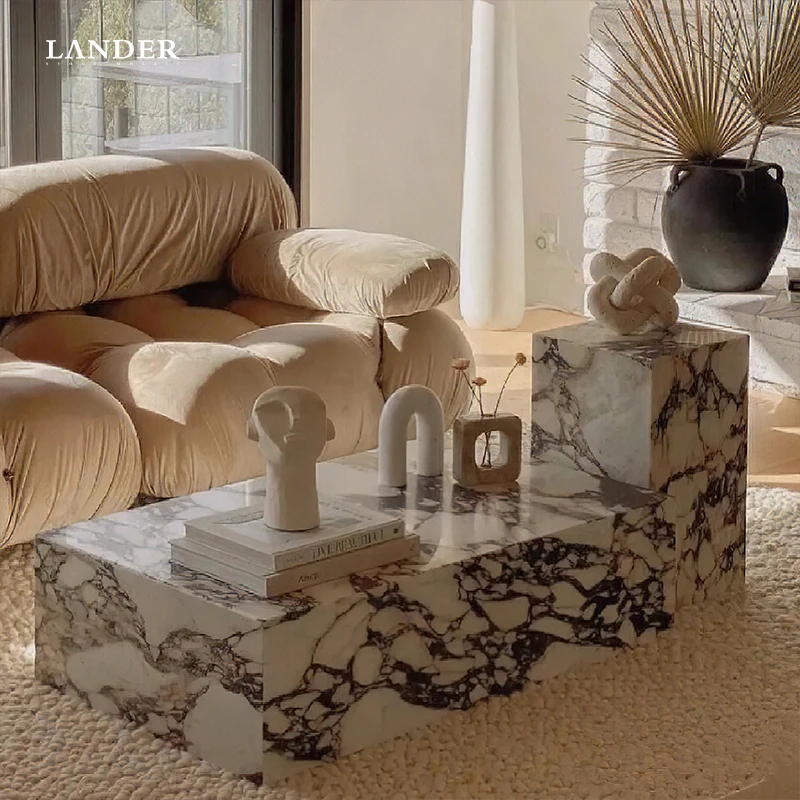 Calacatta Viola coffee table High end modern living room stone furniture center side table luxury marble coffee table