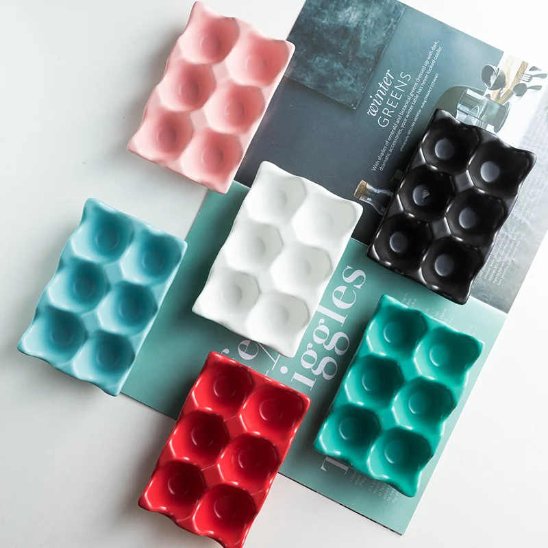  Simple Style Kitchen Utensils Ceramic Egg Grid Household Storage Tray