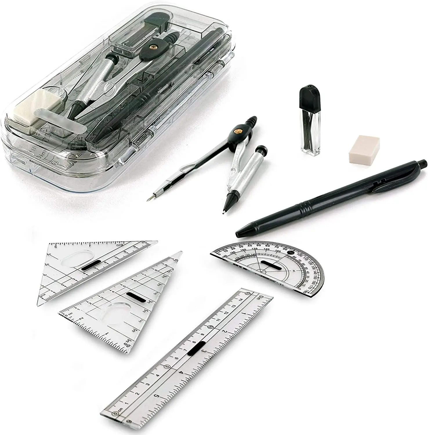 Набор из 9 пластиковых многофункциональных компасов для рисования с математическим геометрическим рисунком для школы