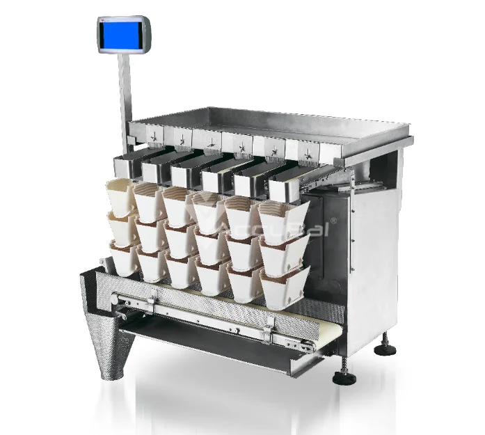 China suppliers automatic seafood / kimchi filling and packaging machine with multihead linear weigher