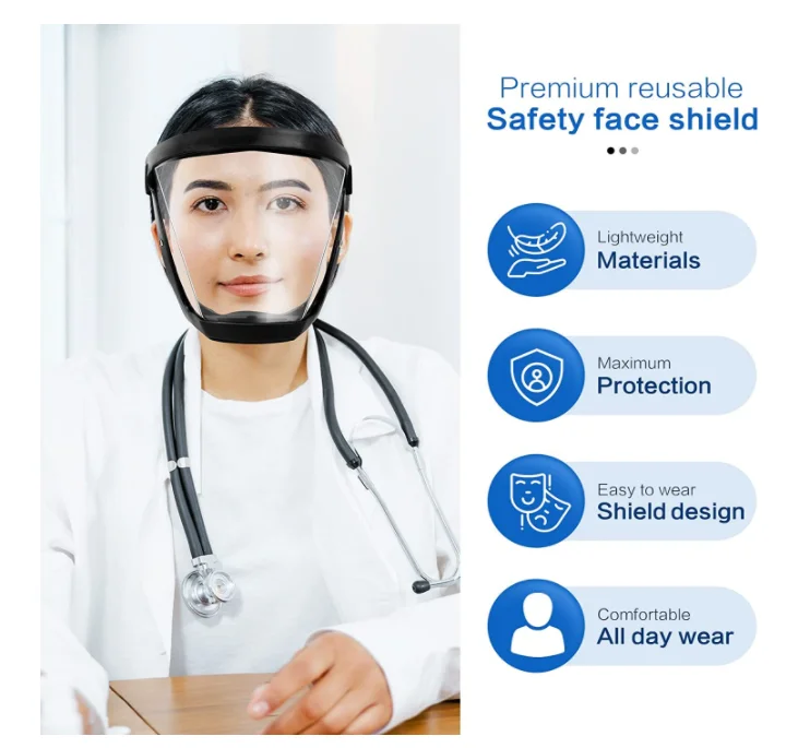Durable Transparent Face Shield All Inclusive Face Protection Anti-Fog High-Definition