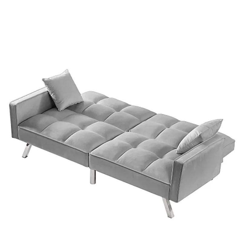 Wholesale Luxury Furniture Metal Frame Modern Grey Fabric Bed Folding Sofas Multifunctional Double Folding Sofa Bed for Office