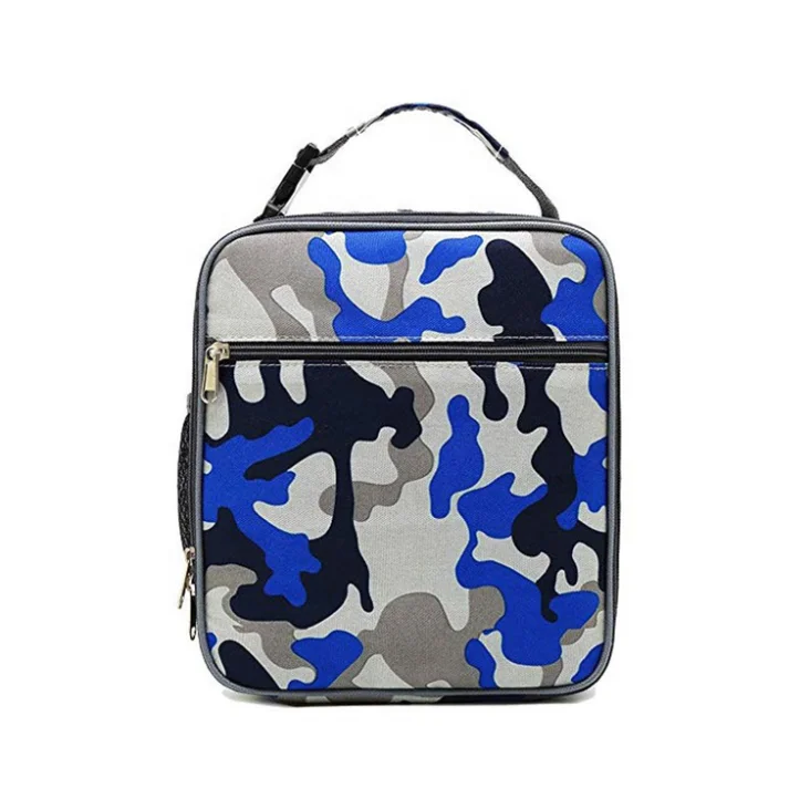 Custom Cartoon Pattern Lunch Bag for Student Children Square Portable Lunch Tote Waterproof Oxford Cooler Bag