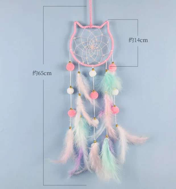 dream catcher feather pendant moon star cat animal shape with led light dreamcatcher for car and home decoration girl gift