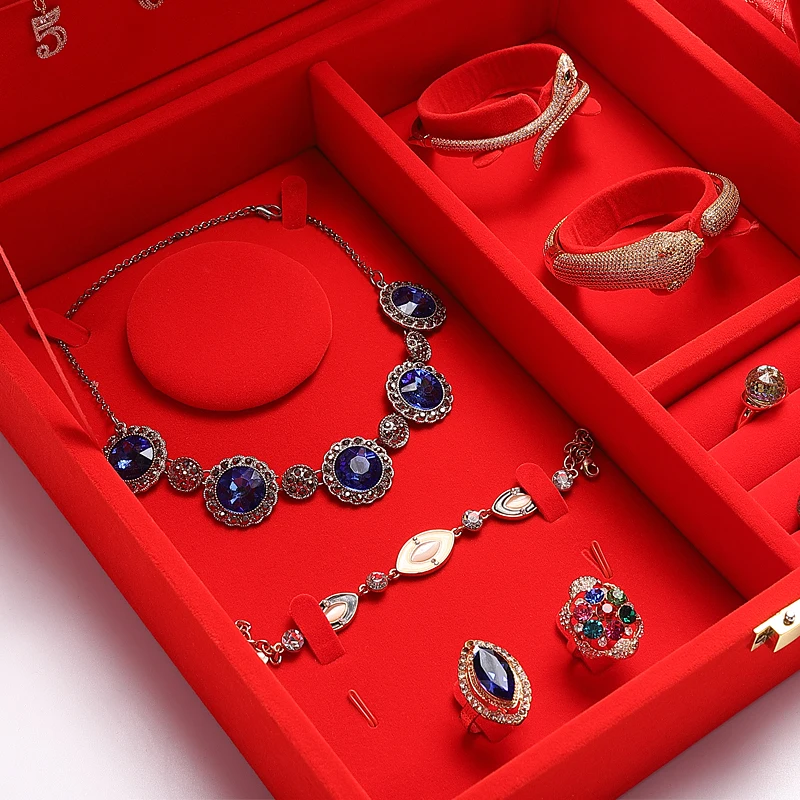 Digu hardware dowry jewelry box Wedding bride price box ring necklace bracelet jewelry set box