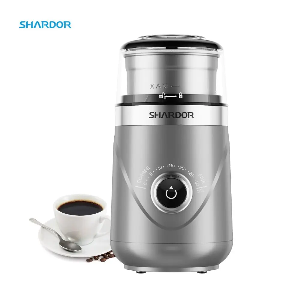 Automatic 150W Power Motor Portable Stainless Steel Coffee Grinder Timing Knob Household Mini Mill Bean Grinder