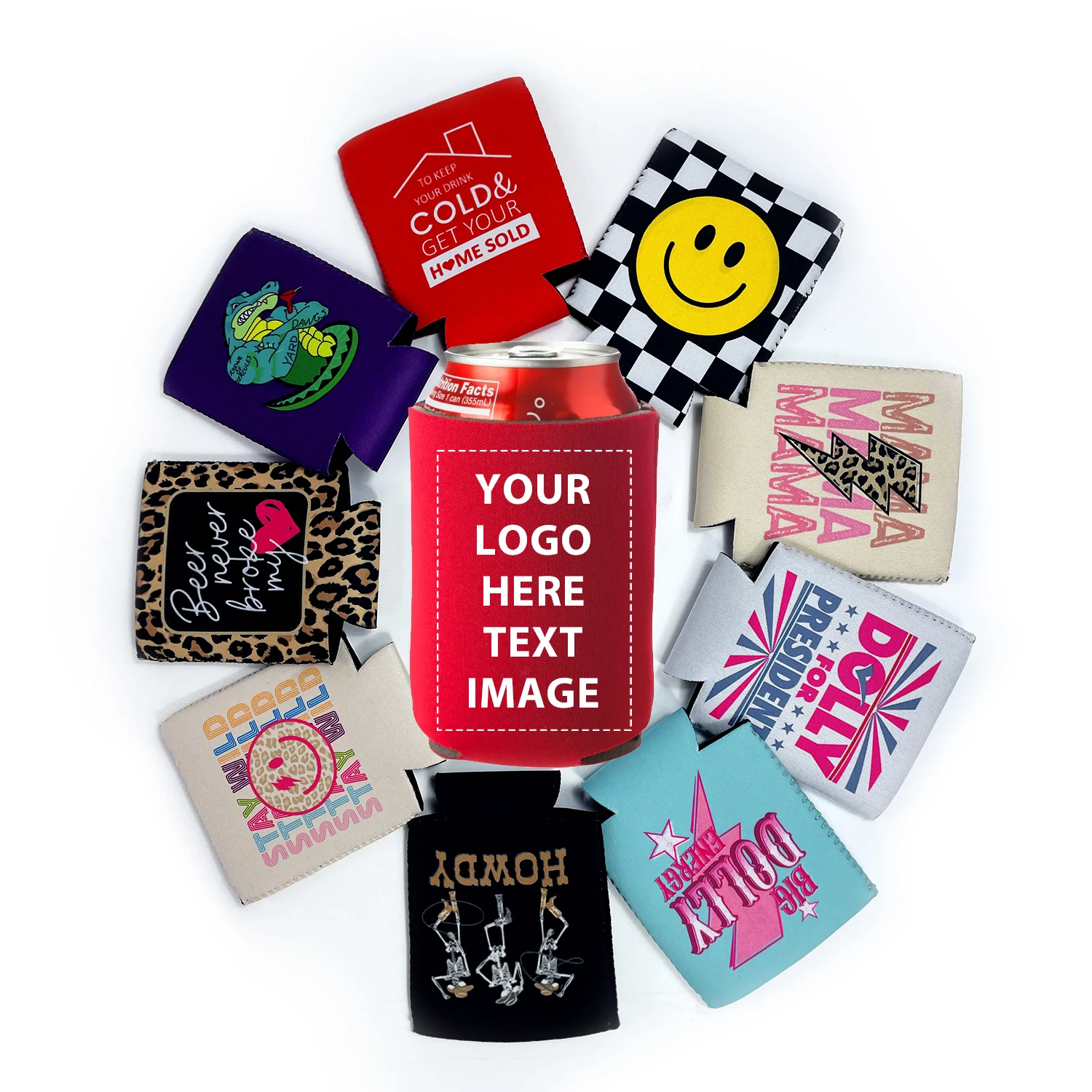 Low-Priced Thermal and Waterproof Insulated Neoprene Foam Stubby Holder Printed Soft Slim Beer Can Coolers Sleeves