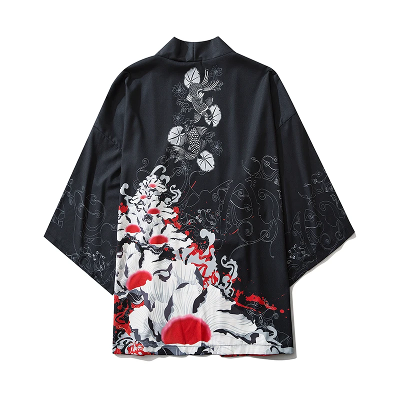
17 Style Harajuku Japanese Fashion Kimono 2021 Men and Women Cardigan Blouse Haori Obi Asian Clothes Samurai 