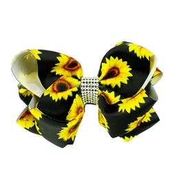 HCArtware Ins popular sunflower girl hair bow 6 cinch Boutique double-layer ribbon hand-woven hair bow for kids