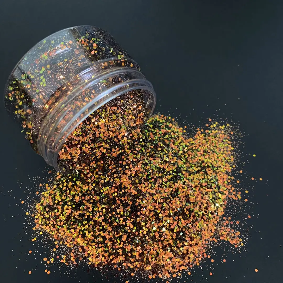 Мелкий блестящий клей из полиэстера для косметики оптом, мелкий смешанный Блеск для ногтей хамелеон