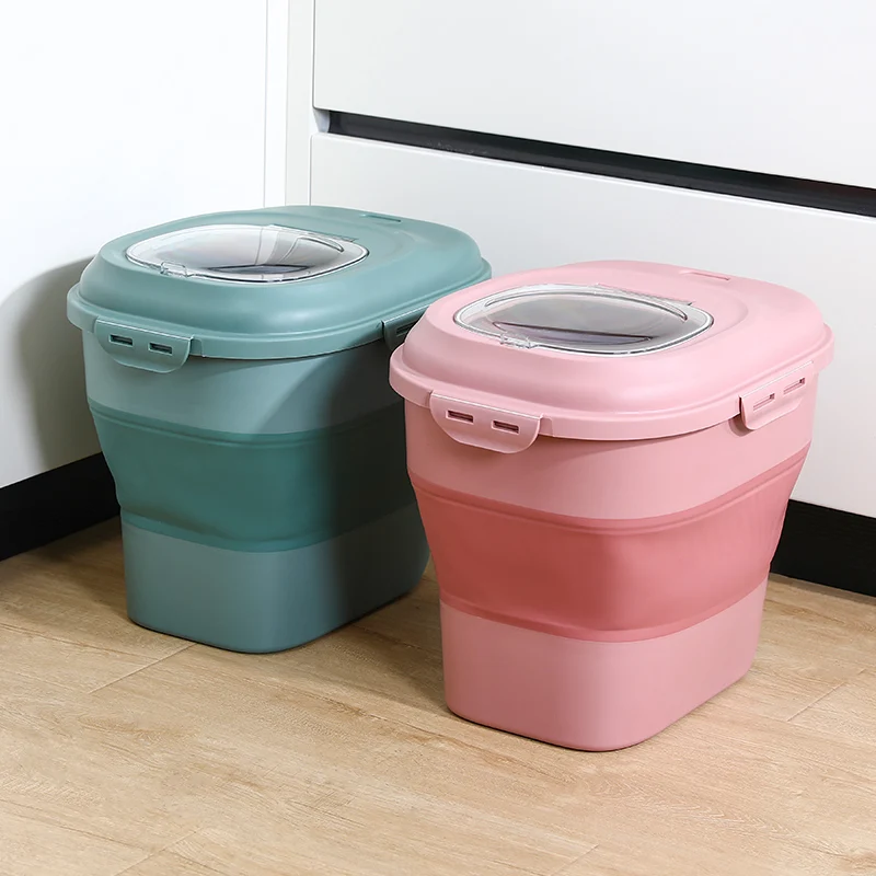 hot sales storage boxes&bins rice box plastic collapsible grain storage boxes folding dog food bucket