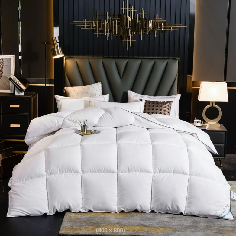White Goose Duck Feather Comforter Duvet Quilt Bedding Set Home Hotel Winter Season Polyester Cotton Filled Available All Sizes