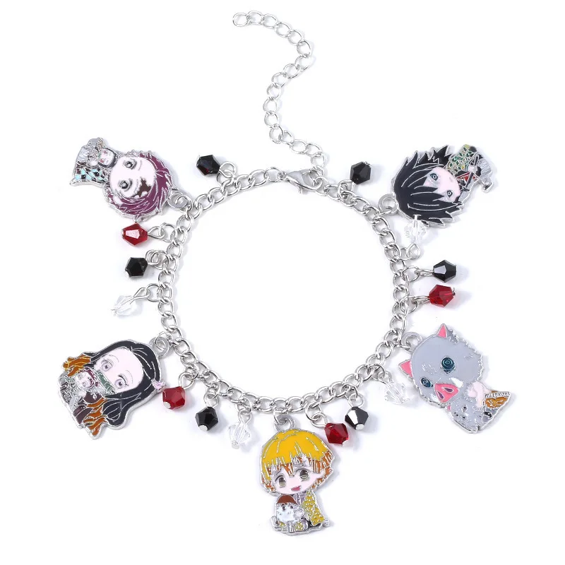 Tanjiro Anime Bracelet Kimetsu No Yaiba Novelty Bracelet Charms Demon Slayer bangle Color Character Pendant Bracelet