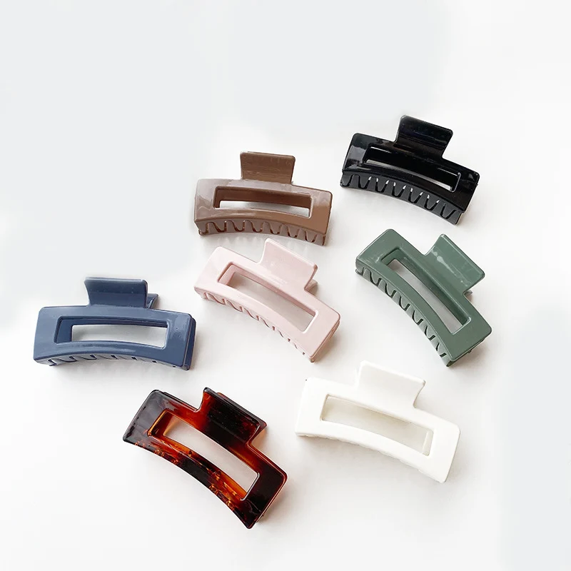 Korean Spring Summer Sweet Square Candy Color Simple Hair Claws Shark Hair Clips Elegant Customized Hair Accessories For Girls