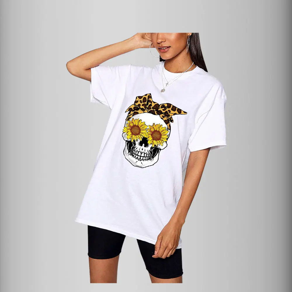 Skull Stickers For CIothes Iron On Patches For Clothing Stripes Thermal Transfer Sticker T-Shirt Decal Diy Apparel Accessories