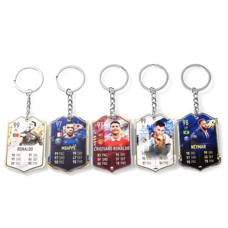 Factory price football club Soccer Scorecard Keychain Crow Portugal Neymar National Team Acrylics keychain