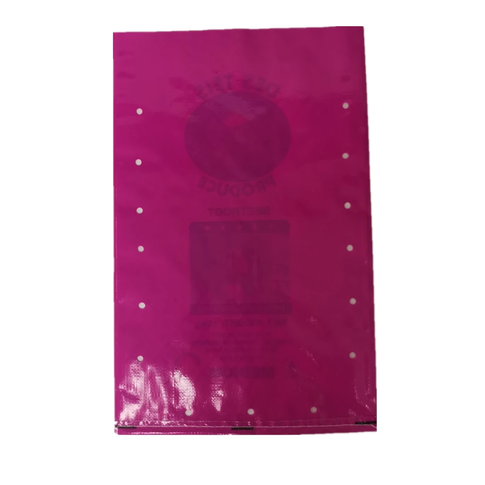 Ventilated Holes Pp Woven 40kg 50kg High Strength Onion Sack Potatoes Bopp Laminated Bag