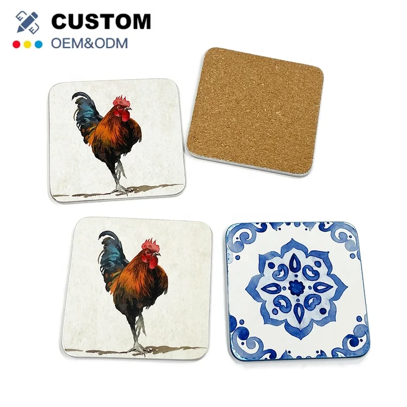 Custom Cork Printer Cup Coasters Board Sublimation Blanks Tea Coffee Coaster MDF Cork Coasters for drinks