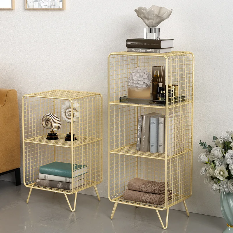 Nordic Iron Metal Wire Floor Creative Nail Shelf Storage Holder Salon Shop Commercial Furniture Storage Cabinet Luxury Showcase