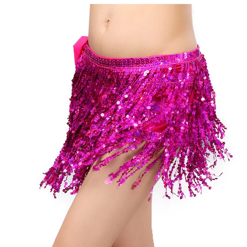 Yifusha Bohemia Sexy Sparkly Sequin Belly Dance Skirt Costume Tassel Hip Scarf Skirts Wrap for Performance Christmas Carnival