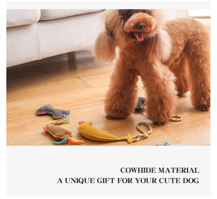 New Release Eco friendly Knots Weave Leather Plush Toys for Dogs