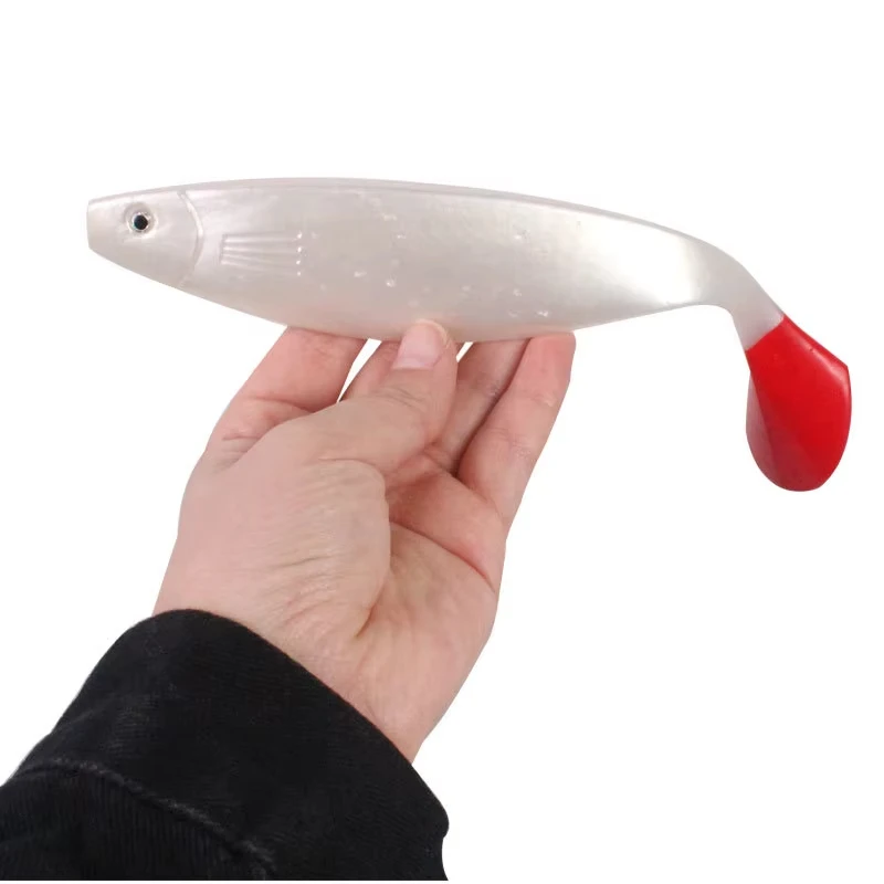 70g 23.5cm White Red Lively Trolling Skirt Top Water Big Game Fish Worm Tuna Softbait Soft Plastic Fishing Lures Baits