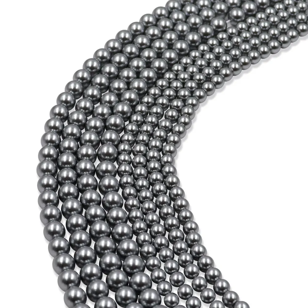 In stock 6mm round pearl beads high quality black color pearl beads for jewelry and bracelet making