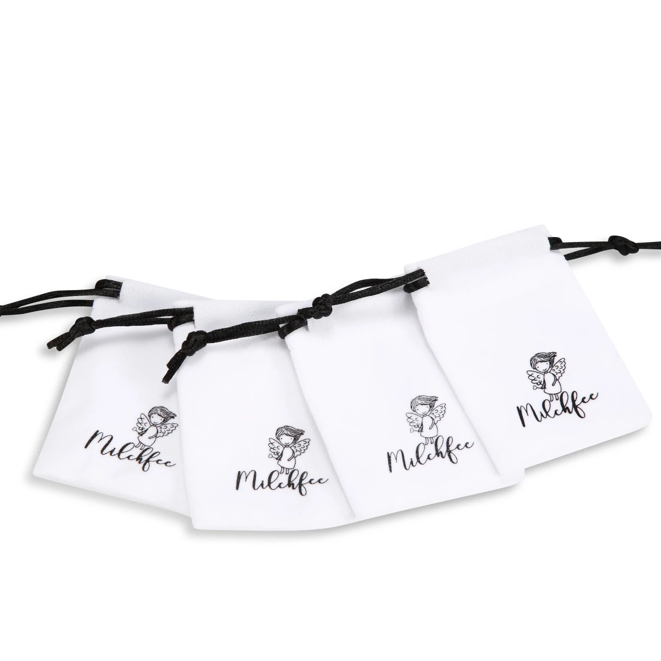 Customized Personalized black canvas cotton drawstring bag with double grosgrain satin ribbon jewelry pouch