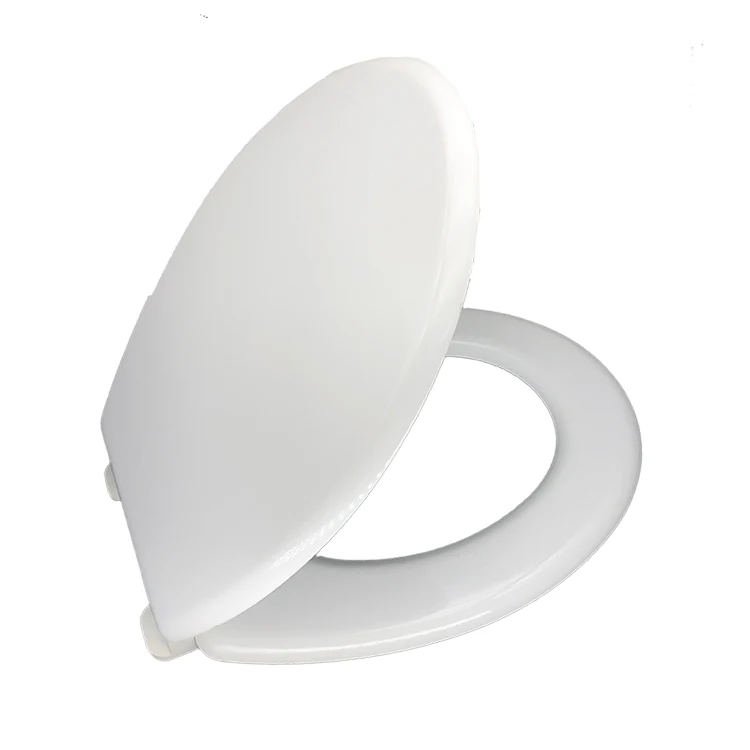 Molded wood bathroom european elongated toilet seat with plastic hinges
