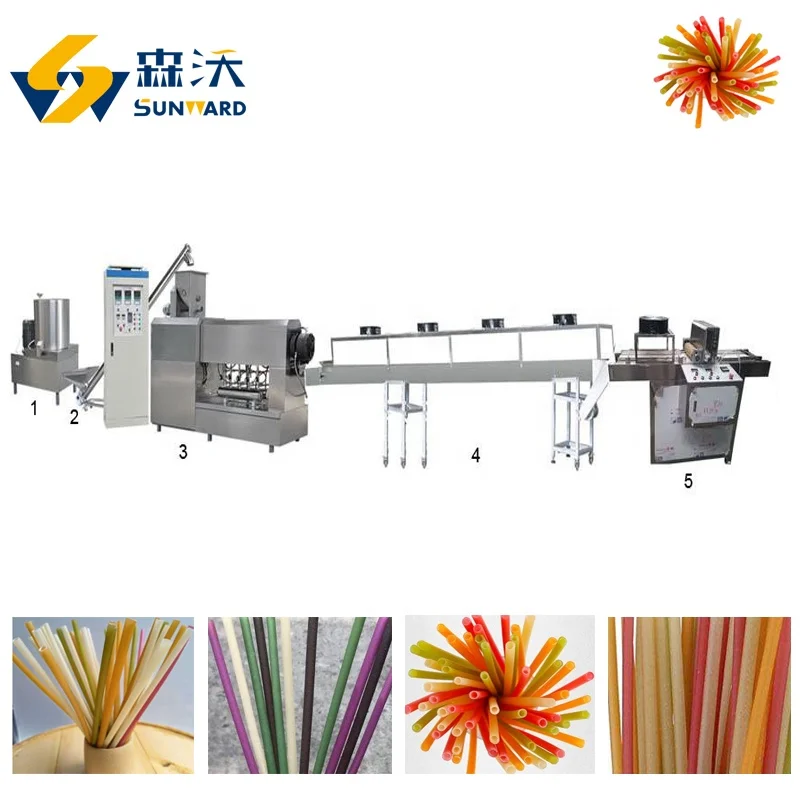 Sunward 100-150kg/h pipe straw machine food grade environment protection eatable straw line edible knife spoon plant